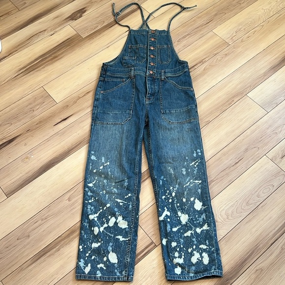 Pilcro Pants - Pilcro Denim Overalls with White Paint Splatter